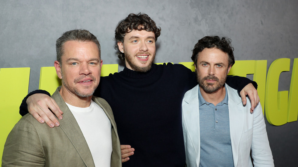 Matt Damon, Jack Harlow and Casey Affleck attend Apple Original Films’ world premiere of “The Instigators” at the Jazz at Lincoln Center. “The Instigators” opens in select theaters on Friday, August 2, 2024, before streaming globally on Apple TV+ on Friday, August 9, 2024.