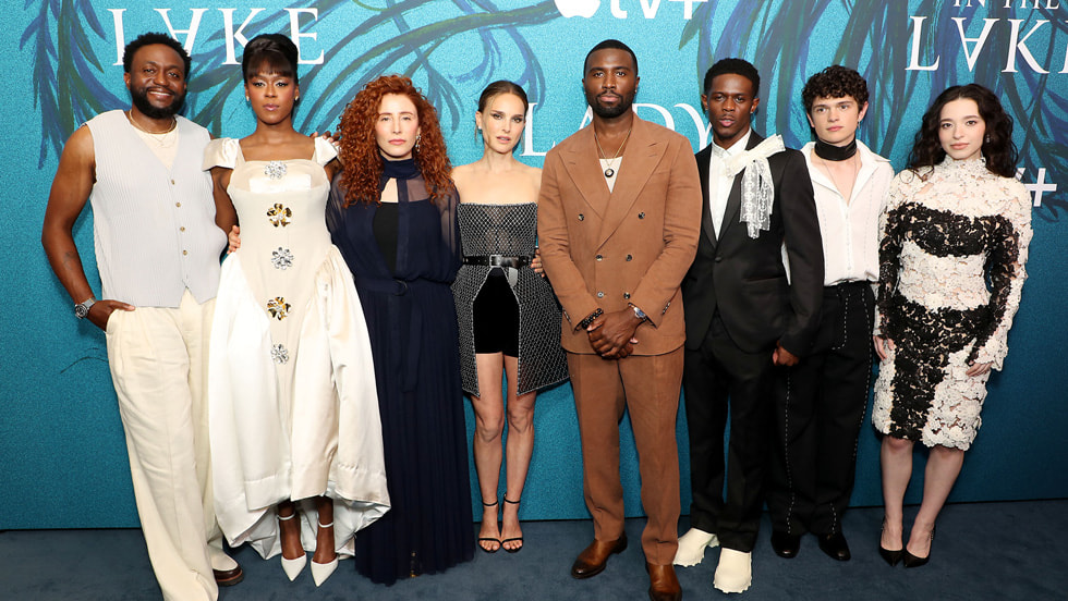Byron Bowers, Moses Ingram, director Alma Har’el, Natalie Portman, Y’lan Noel, Josiah Cross, Noah Jupe and Mikey Madison attend the “Lady in the Lake” New York City premiere. “Lady in the Lake” premieres globally on Apple TV+ on Friday, July 19, 2024.