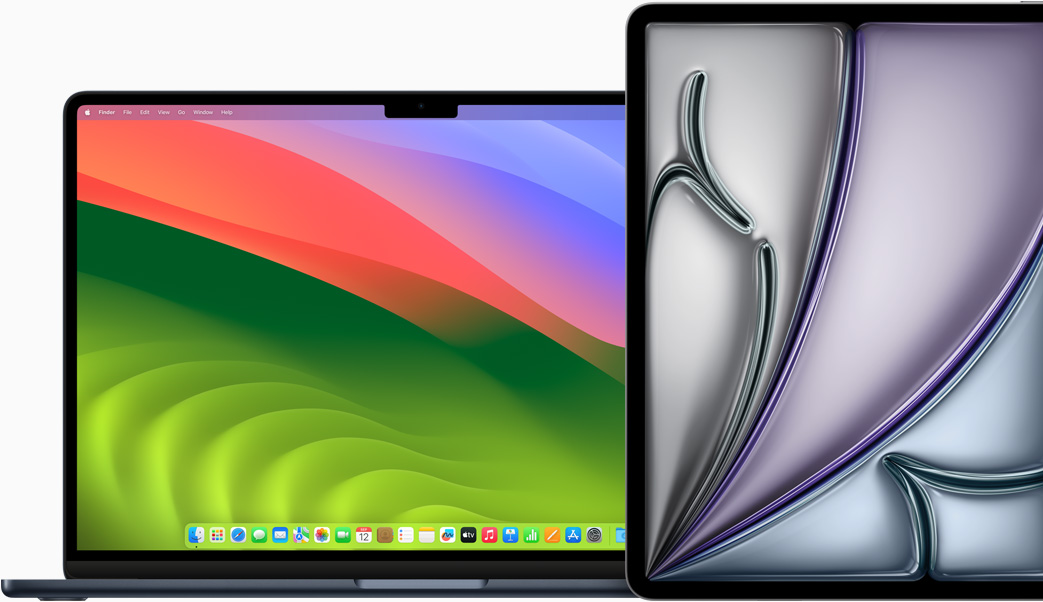 展示 MacBook Air 和 iPad 的螢幕畫面。
