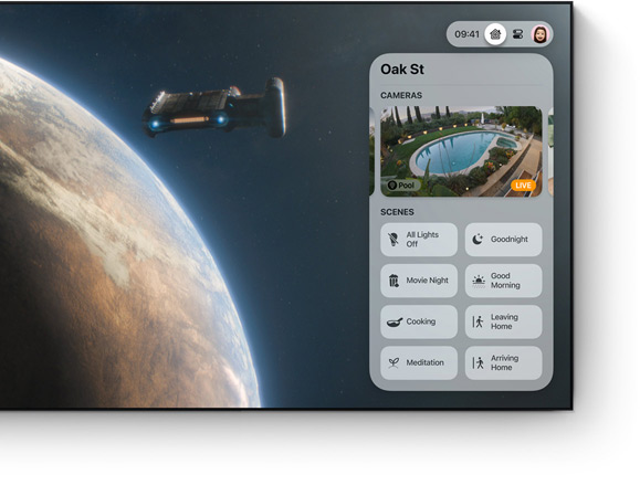 Apple TV 4K control centre UI on a flat screen television