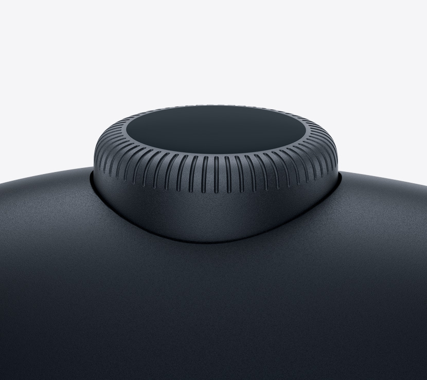 AirPods Max의 Digital Crown을 클로즈업한 모습.