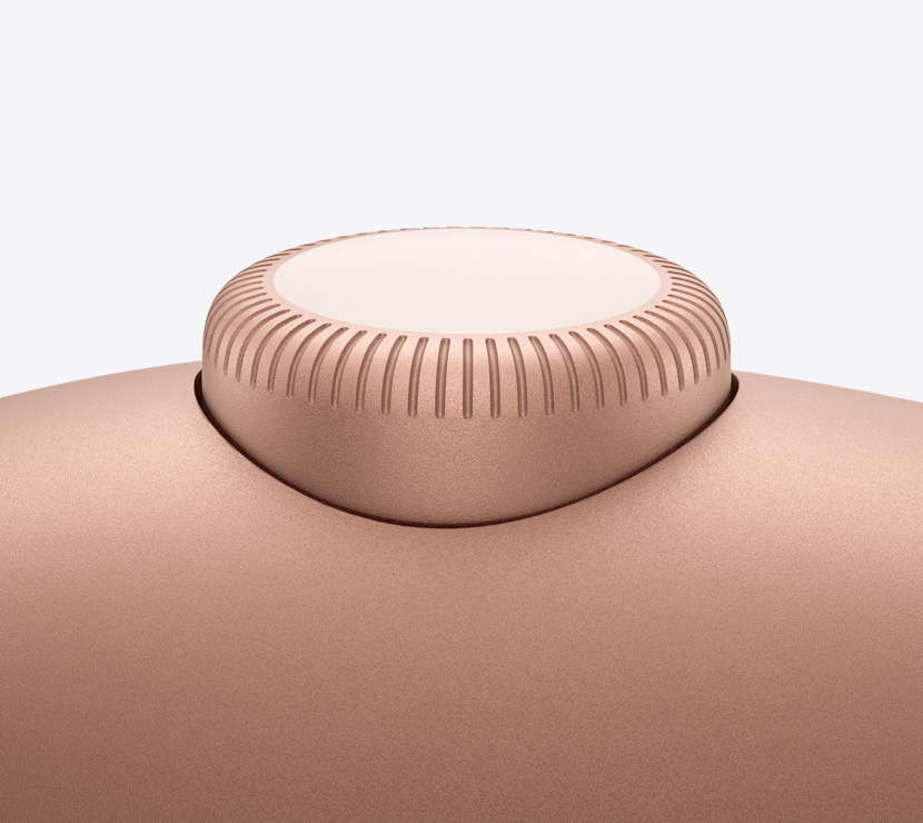 AirPods Max의 Digital Crown을 클로즈업한 모습.