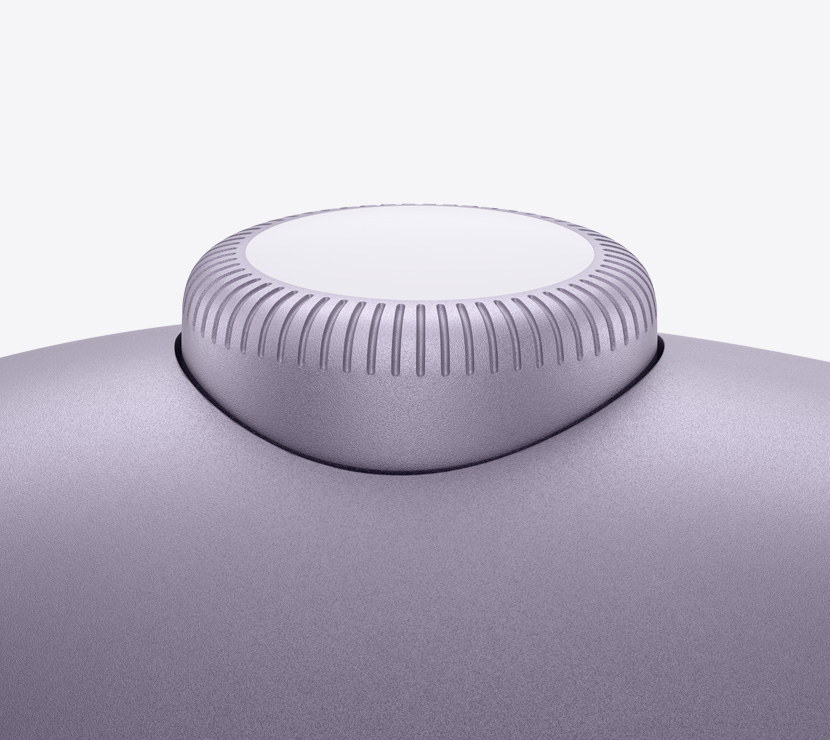 AirPods Max의 Digital Crown을 클로즈업한 모습.