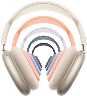 AirPods Max 2, casque circum-auriculaire, coloris mauve, coussinets, tige télescopique, arceau