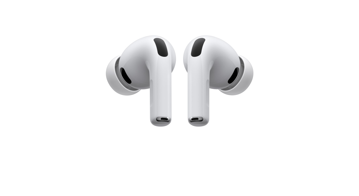 AirPods Pro 3, écouteurs sans fil gauche et droit, coloris blanc, embouts en silicone