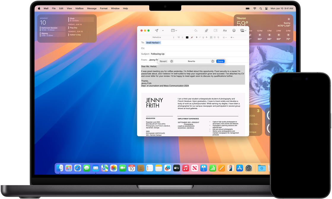 iPhone and Mac showing Writing Tools