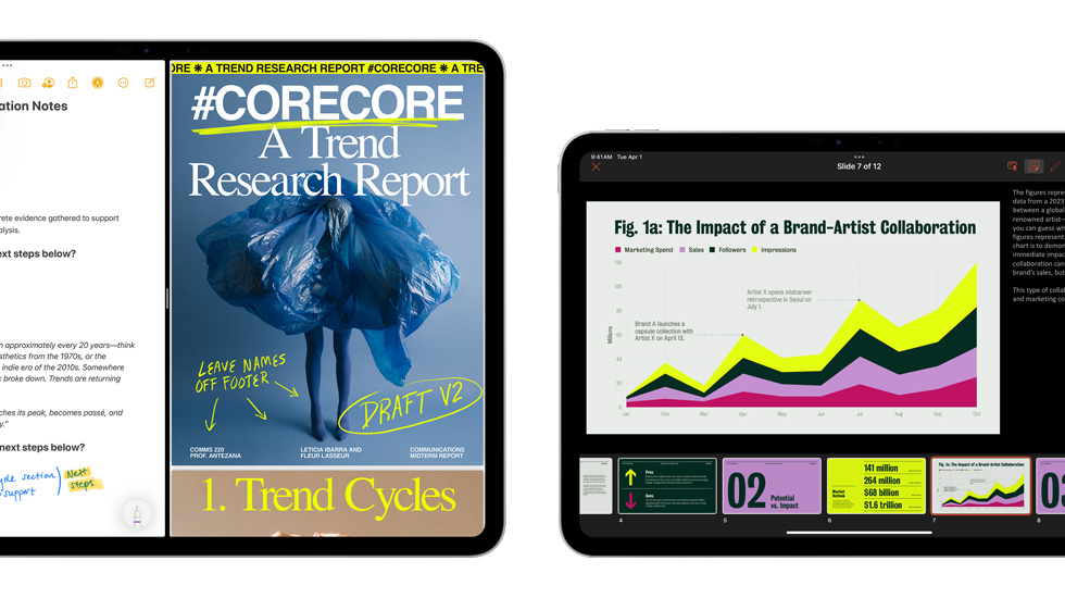 Op meerdere schermen worden Notities en een presentatie weergegeven.