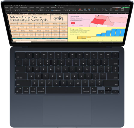 Microsoft Excel otevřený na MacBooku Air