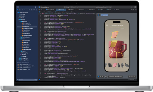 แอป Xcode แสดงอยู่บน MacBook Pro