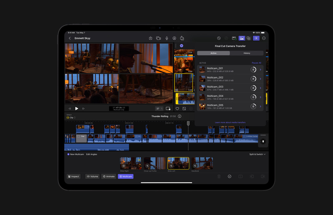 Transferencia de archivos de Final Cut Camera a Final Cut Pro para el iPad en un iPad Pro
