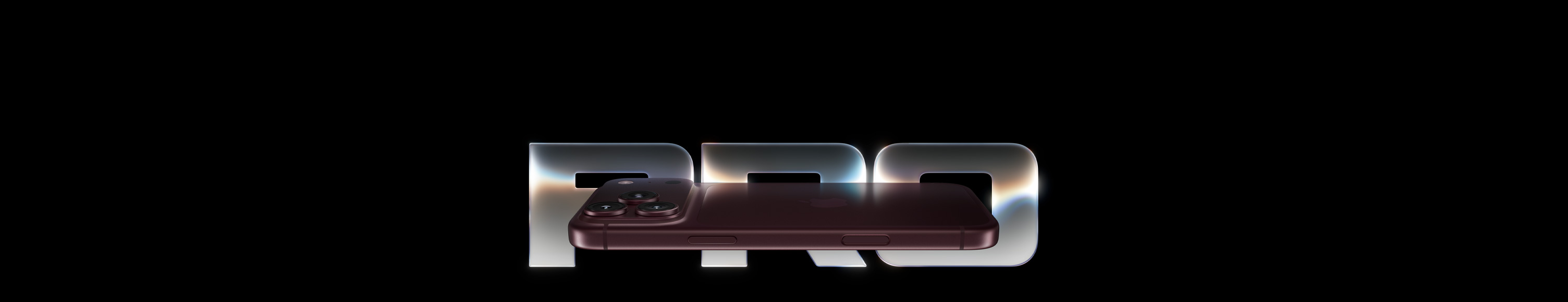 iPhone 18 Pro, Farbe Burgunder (Dunkelrot), Rückseite, Pro Fusion Kamera-System oben, Apple Logo in der Mitte, Seitenansicht, Seitentaste, Kamerasteuerung, das Wort Pro im Hintergrund