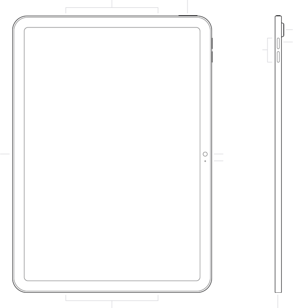 Vị trí của các nút bấm và cổng kết nối trên iPad