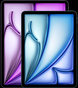 iPad Air de 11 polegadas e 13 polegadas mostrando a diferença de tamanho.