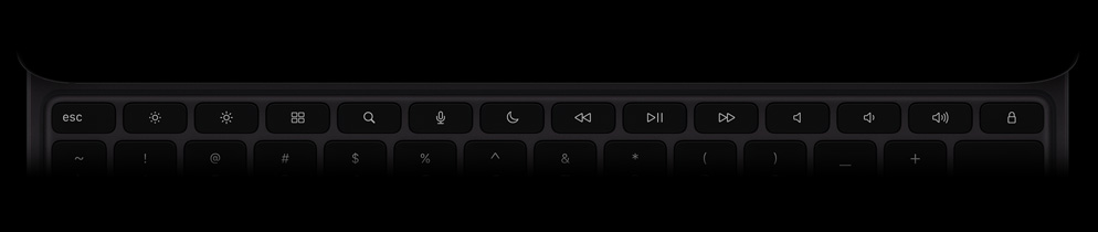 Magic Keyboard, vỏ ngoài mặt trên, nằm ngang, màu đen, dãy 14 phím chức năng
