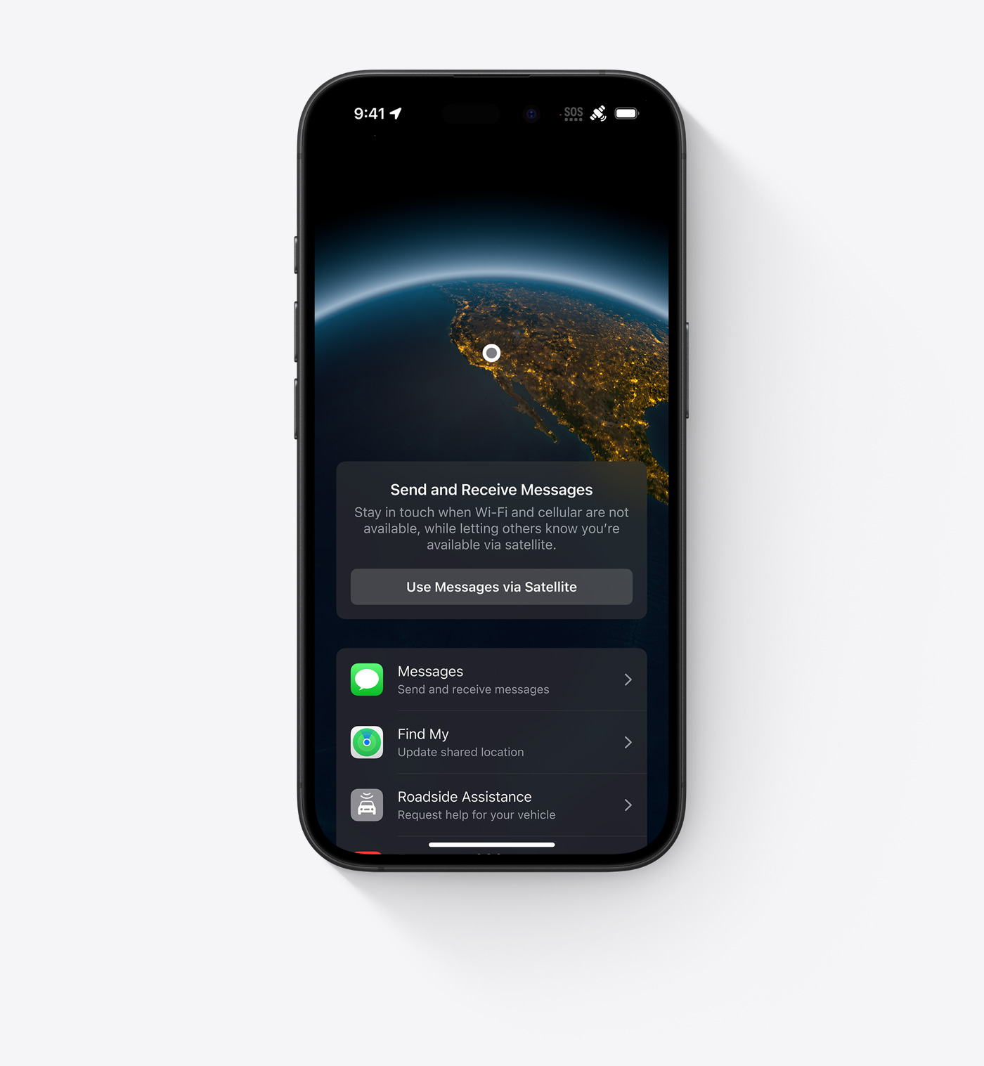 Demonstration of messaging via Satellite on iPhone 16 in Black