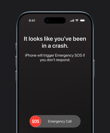 Prikaz vanjskog izgleda prednje strane iPhonea Air i demonstracija korištenja značajke detekcija sudara