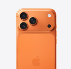iPhone 17 Pro, ภายนอกด้านหลัง, สีส้มคอสมิก, ระบบกล้อง Fusion โปรในส่วนที่ยกขึ้นมาบริเวณด้านบน