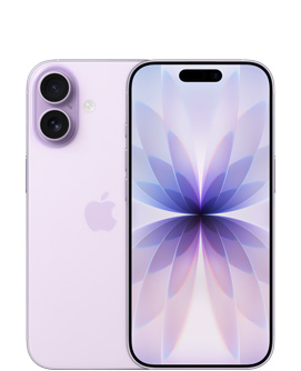 iPhone 17, ภายนอกด้านหลัง, สีลาเวนเดอร์, ระบบกล้อง Fusion คู่ที่ด้านบนซ้าย, โลโก้ Apple อยู่ตรงกลาง, ภายนอกด้านหน้า, สีลาเวนเดอร์, Dynamic Island ที่อยู่ตรงกลางด้านบน
