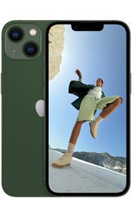 Přední a zadní strana zeleného 6,1palcového iPhonu 13.