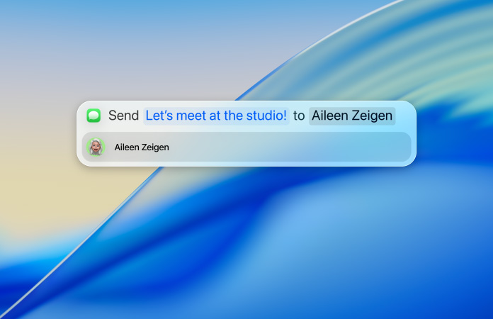 Écriture d’un SMS dans Spotlight destiné à être envoyé via l’app Messages