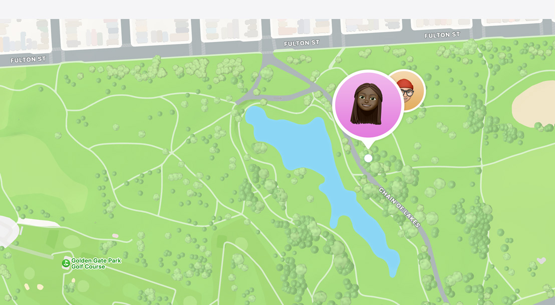 „Find My“ programa rodo, kur žemėlapyje yra draugai.