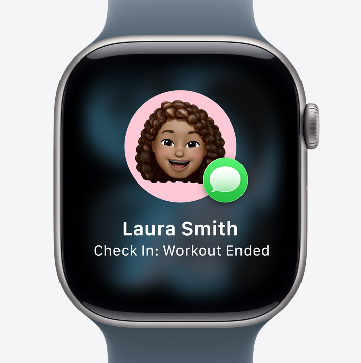 Apple Watch Series 11, aviso da Verificação, notificação de que um amigo terminou o treino.