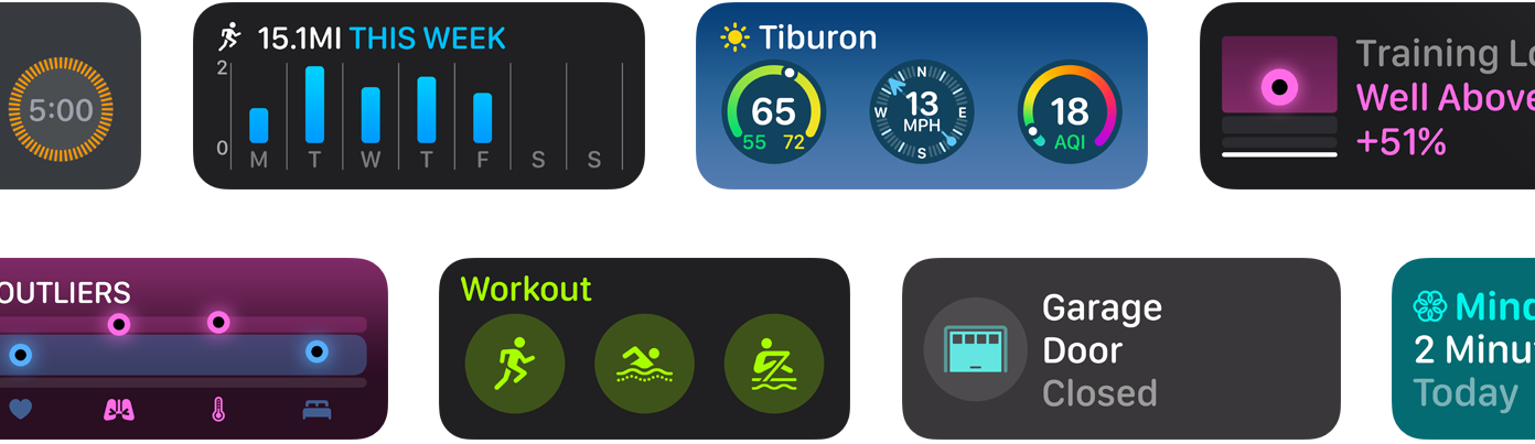 Diverse nieuwe appwidgets voor watchOS