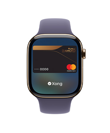 Apple Watch Series 11, gold color, titanium case, Apple Pay, right side exterior, Digital Crown, purple fog Sport Band